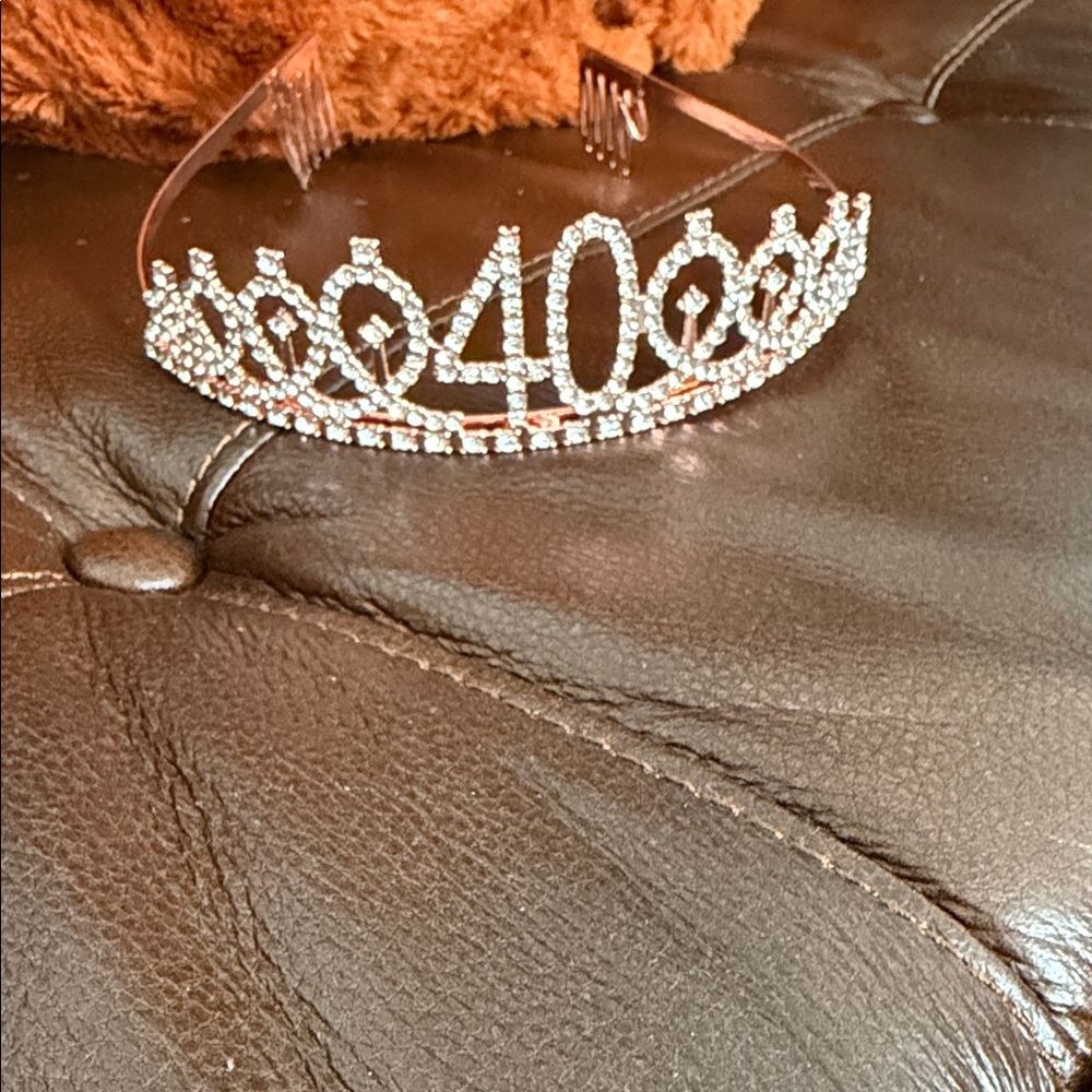 Rhinestone "40" Tiara Headband - Silver Sparkle